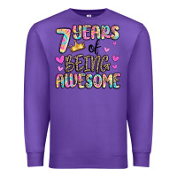 Purple 7 years of being awesome Premium Sweatshirt - MaliasSmallBusiness