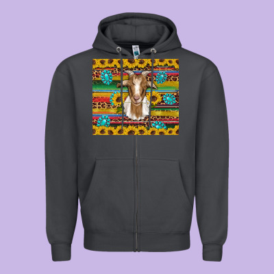 Goat Sunflowers Gemstones Serape Leopard Glitter Zipper Hoodie Designed By Artiststas