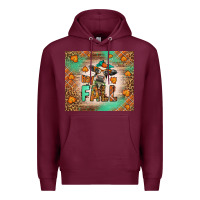 Burgundy Western Hay Fall Cow Premium Hoodie - LillyAllenDesigns