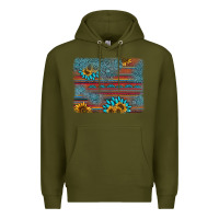 Army Green sunflower gemstone serape background Premium Hoodie - AdoDesignShop