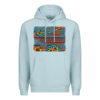 Blue Mist sunflower gemstone serape background Premium Hoodie - AdoDesignShop
