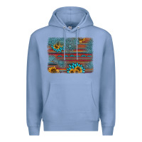Colony Blue sunflower gemstone serape background Premium Hoodie - AdoDesignShop