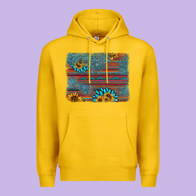 Sunflower Gemstone Serape Background Premium Hoodie Designed By Adodesignshop