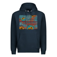 Navy sunflower gemstone serape background Premium Hoodie - AdoDesignShop