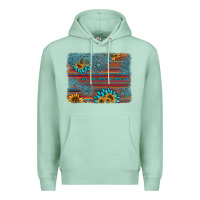 Seafoam sunflower gemstone serape background Premium Hoodie - AdoDesignShop