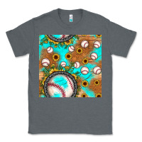 Charcoal Heather baseball turquoise sunflower seamless pattern Classic Tee - JahusDesignShop