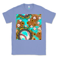 Colony Blue baseball turquoise sunflower seamless pattern Classic Tee - JahusDesignShop