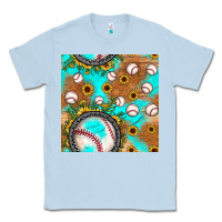 Dusty Blue baseball turquoise sunflower seamless pattern Classic Tee - JahusDesignShop