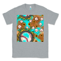 Heather Grey baseball turquoise sunflower seamless pattern Classic Tee - JahusDesignShop