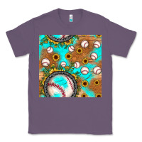 Lavender baseball turquoise sunflower seamless pattern Classic Tee - JahusDesignShop