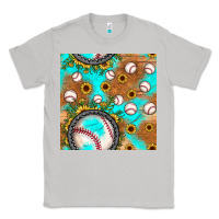 Moon Dust baseball turquoise sunflower seamless pattern Classic Tee - JahusDesignShop