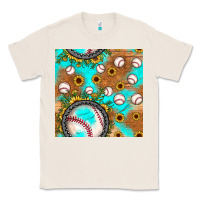 Natural baseball turquoise sunflower seamless pattern Classic Tee - JahusDesignShop