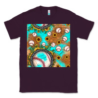 Plum baseball turquoise sunflower seamless pattern Classic Tee - JahusDesignShop
