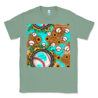 Sage baseball turquoise sunflower seamless pattern Classic Tee - JahusDesignShop