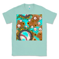 Seafoam baseball turquoise sunflower seamless pattern Classic Tee - JahusDesignShop
