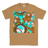 Toasted Coconut baseball turquoise sunflower seamless pattern Classic Tee - JahusDesignShop