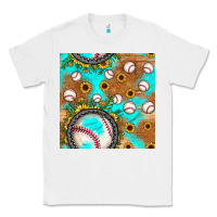 White baseball turquoise sunflower seamless pattern Classic Tee - JahusDesignShop