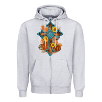 Heather Grey thanksgiving cross pumpkin sunflower Zipper Hoodie - AdoDesignShop