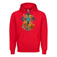 Red thanksgiving cross pumpkin sunflower Zipper Hoodie - AdoDesignShop