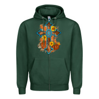 Sports Green thanksgiving cross pumpkin sunflower Zipper Hoodie - AdoDesignShop