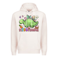 Pale Pink easter stegosaurus delight Premium Hoodie - LillyAllenDesigns