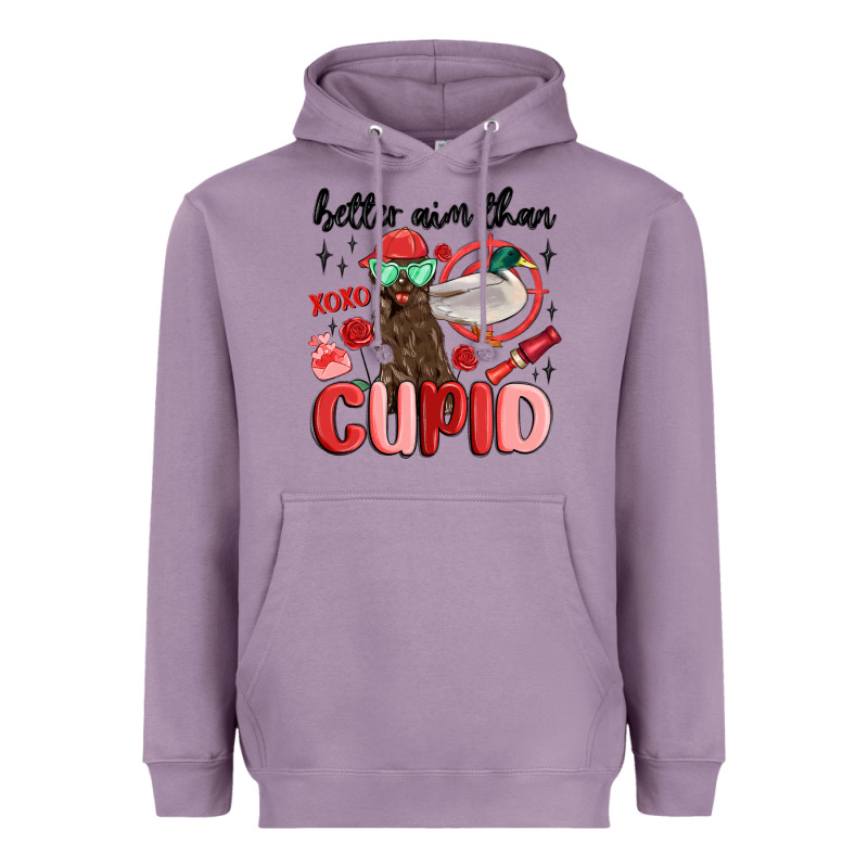 Better Aim Than Cupid With Dog And Duck Heavyweight Hoodie by MaliasSmallBusiness | Teevron