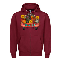 Burgundy thankful turkey truck Zipper Hoodie - AdoDesignShop