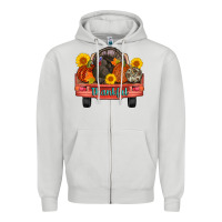 Dove Grey thankful turkey truck Zipper Hoodie - AdoDesignShop