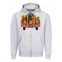 Heather Grey thankful turkey truck Zipper Hoodie - AdoDesignShop