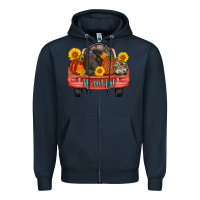 Navy thankful turkey truck Zipper Hoodie - AdoDesignShop