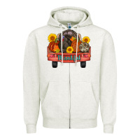 Oatmeal Heather thankful turkey truck Zipper Hoodie - AdoDesignShop