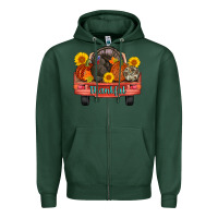 Sports Green thankful turkey truck Zipper Hoodie - AdoDesignShop