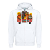 White thankful turkey truck Zipper Hoodie - AdoDesignShop