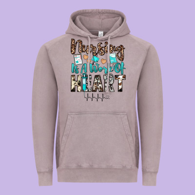 Nursing Is A Work Of Heart Vintage Hoodie Designed By Jahusdesignshop