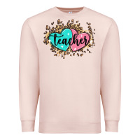 Pale Pink heart teacher Premium Sweatshirt - MaliasSmallBusiness