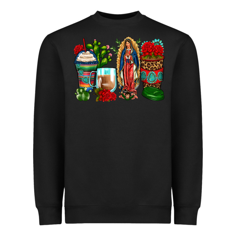 Lady Of Guadalupe Coffee Cups Heavyweight Sweatshirt by Zillion Design Studio | Teevron