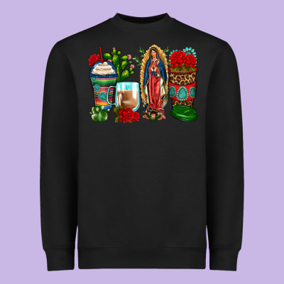 Lady Of Guadalupe Coffee Cups Heavyweight Sweatshirt Designed By Zillion Design Studio
