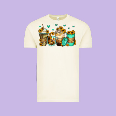Sunflowers Coffee Cups Vintage Tee Designed By Zillion Design Studio