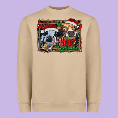 Merry Christmas Heifers Heavyweight Sweatshirt Designed By Ranaportraitstore
