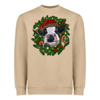Mushroom heifer cow with Christmas wreath Heavyweight Sweatshirt - RanaPortraitStore