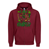 Burgundy Leopard Glitter One Lucky Nurse Zipper Hoodie - Artiststas