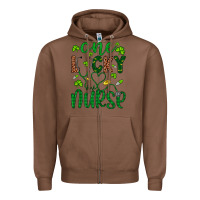 Chestnut Leopard Glitter One Lucky Nurse Zipper Hoodie - Artiststas