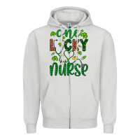 Dove Grey Leopard Glitter One Lucky Nurse Zipper Hoodie - Artiststas