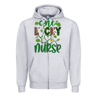 Heather Grey Leopard Glitter One Lucky Nurse Zipper Hoodie - Artiststas