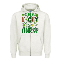 Oatmeal Heather Leopard Glitter One Lucky Nurse Zipper Hoodie - Artiststas