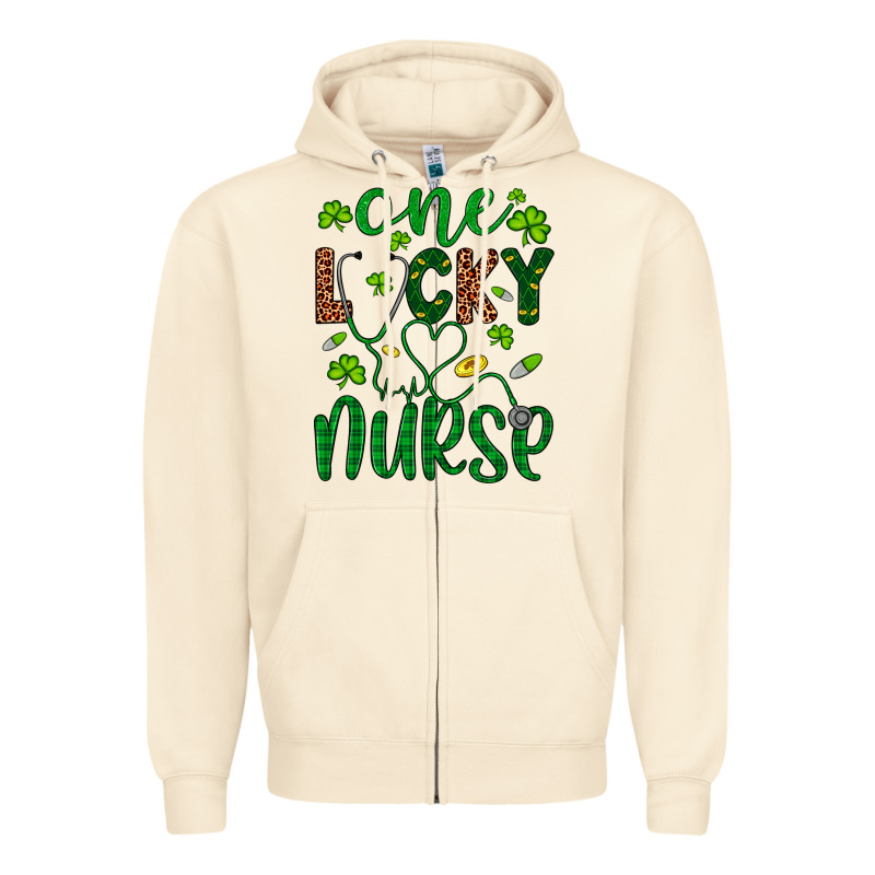 Leopard Glitter One Lucky Nurse Zipper Hoodie by Artiststas | Teevron