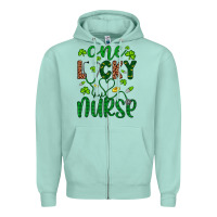 Seafoam Leopard Glitter One Lucky Nurse Zipper Hoodie - Artiststas