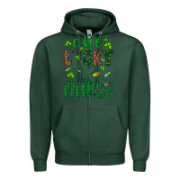 Sports Green Leopard Glitter One Lucky Nurse Zipper Hoodie - Artiststas