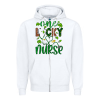 White Leopard Glitter One Lucky Nurse Zipper Hoodie - Artiststas