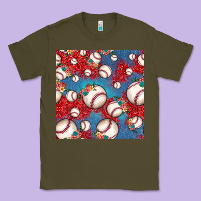 Baseball Paisley And Jean Pattern, Baseball Seamless Pattern Classic Tee Designed By Jahusdesignshop